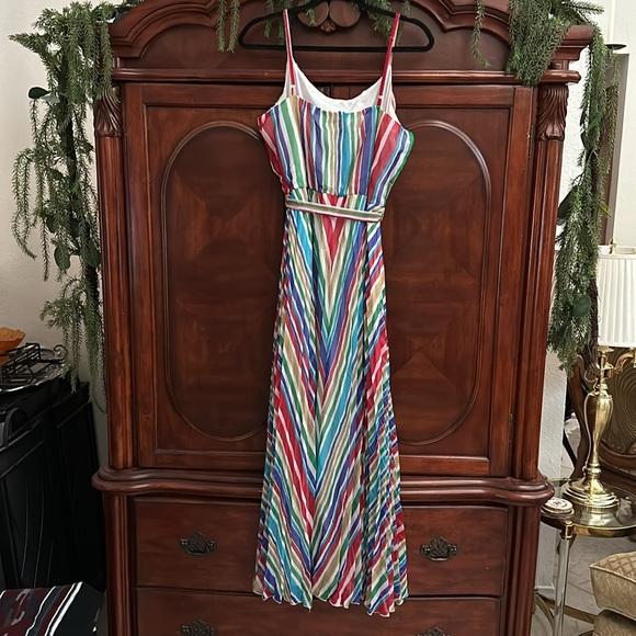 Amanda Lane Accordion Pleated Rainbow Maxi Dress - Picture 5 of 12